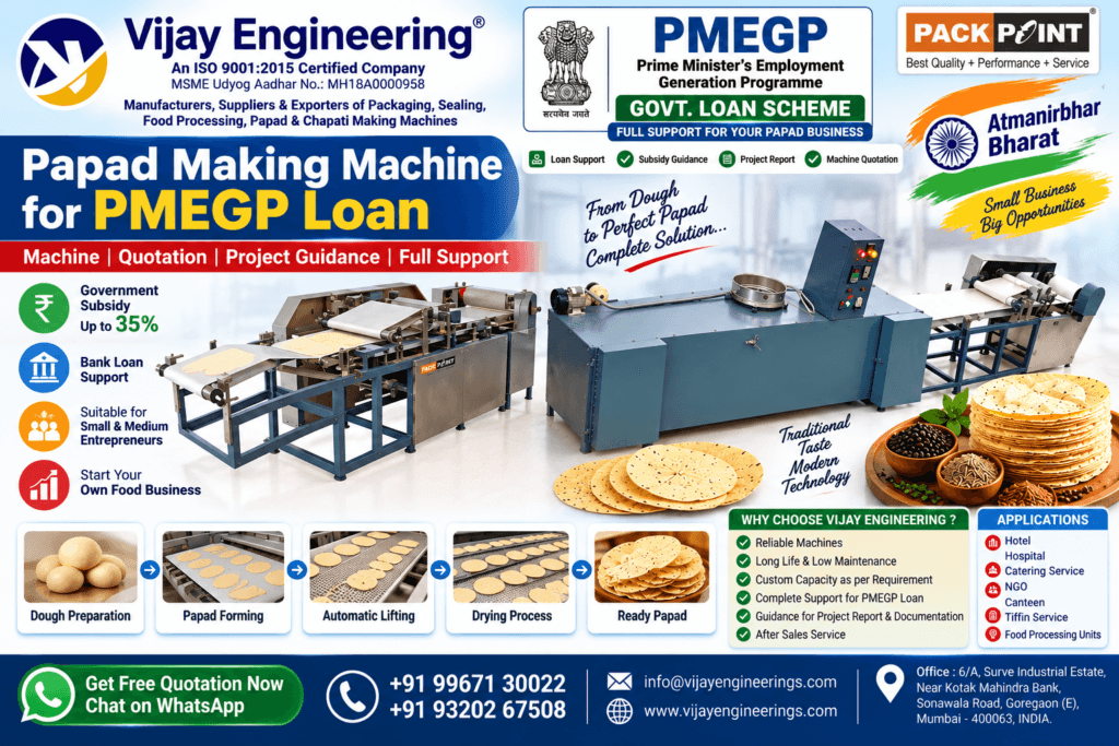 Papad making machine for PMEGP loan with lifter dryer | Vijay Engineering