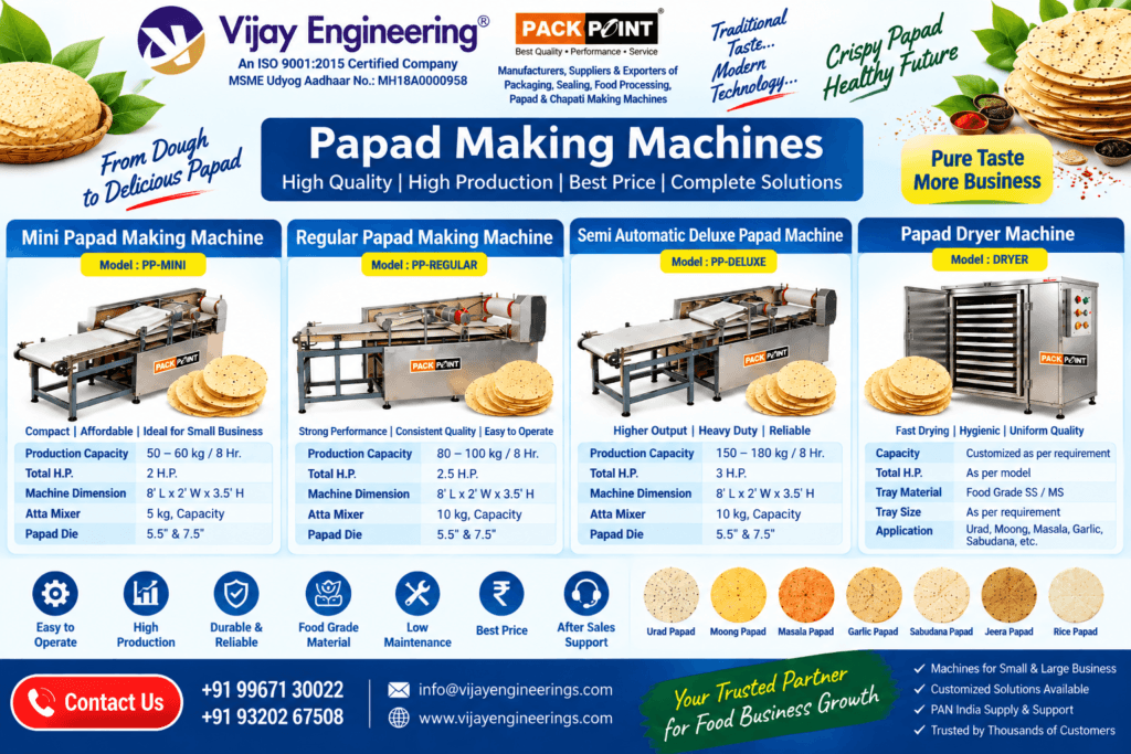 Papad Making Machines Mini Regular Deluxe and Papad Dryer | Vijay Engineering