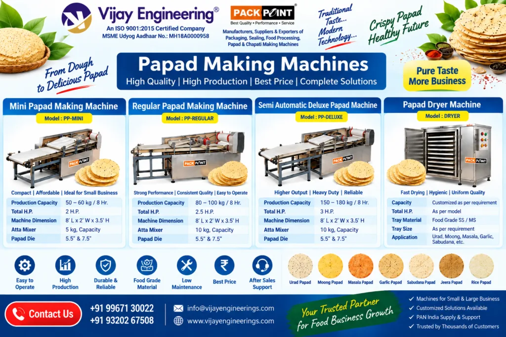 Papad Making Machines Mini Regular Deluxe and Papad Dryer | Vijay Engineering